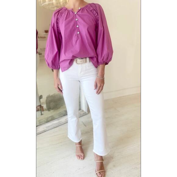 CLEOBELLA NWT Evereve Jess Organic Cotton Blouse in Orchid Purple // S - Picture 3 of 12